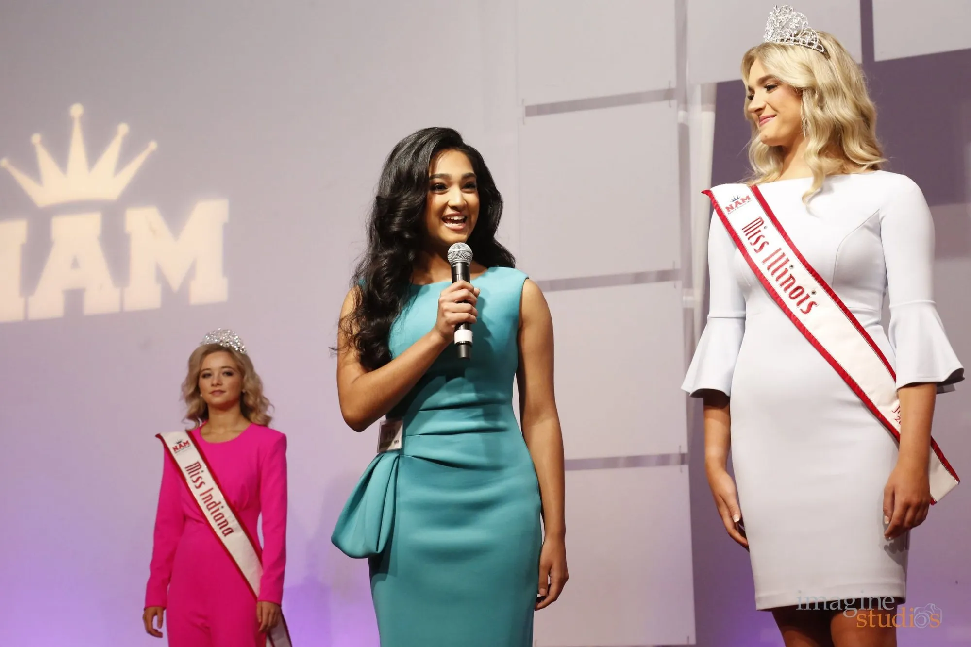 Rachel Varghese on stage at the National American Miss pageant